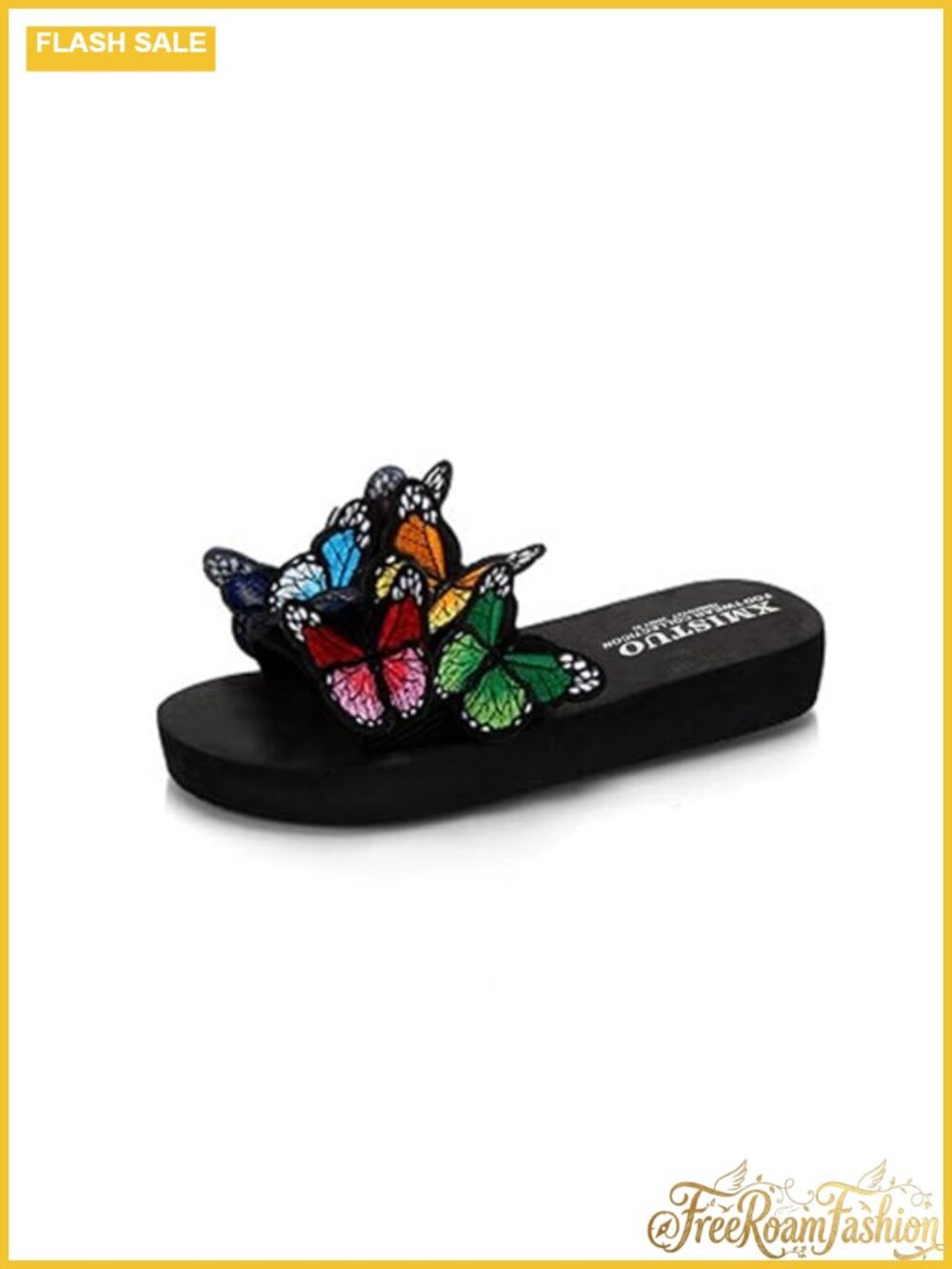 Women's Butterfly Slide Sandals Platform Low Heel Slip On Comfy Beach